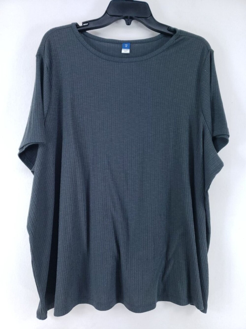 2 Old Navy Luxe Womens 2X Ribbed Knit Top Short Sleeve Crew Neck Green & Gray - Picture 8 of 12